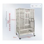 304 stainless steel bird cage with dimensions and colorful perches inside