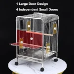 Stainless bird cage with large door design and four independent small doors