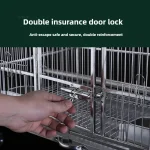 Stainless bird cage with double insurance door lock for added security