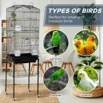 Stainless bird cage suitable for small and medium birds like parakeets and lovebirds